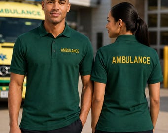 Polo d'ambulancier, tenue de travail d'ambulancier, uniforme de secouriste, vêtements de premiers secours, t-shirt de secouriste, haut de secouriste, équipe d'ambulancier, t-shirt d'ambulancier