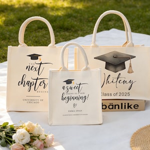 Personalised Graduation Tote Bag,Class Of 2026 Graduation Gift Bag,Senior Collage Tote Bag,Graduation Favor Bag,Next Chapter Gift Tote Bags