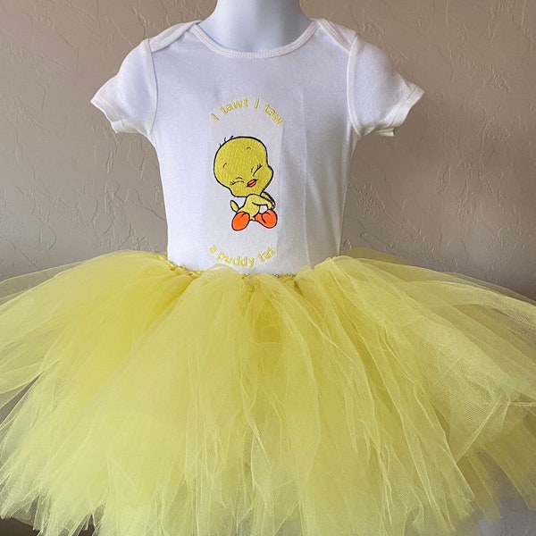 Tweety Bird Loony Tunes tutu dress birthday shirt onesie bodysuit outfit Sylvester t-shirt tee shirt best seller bestselling girl toddler