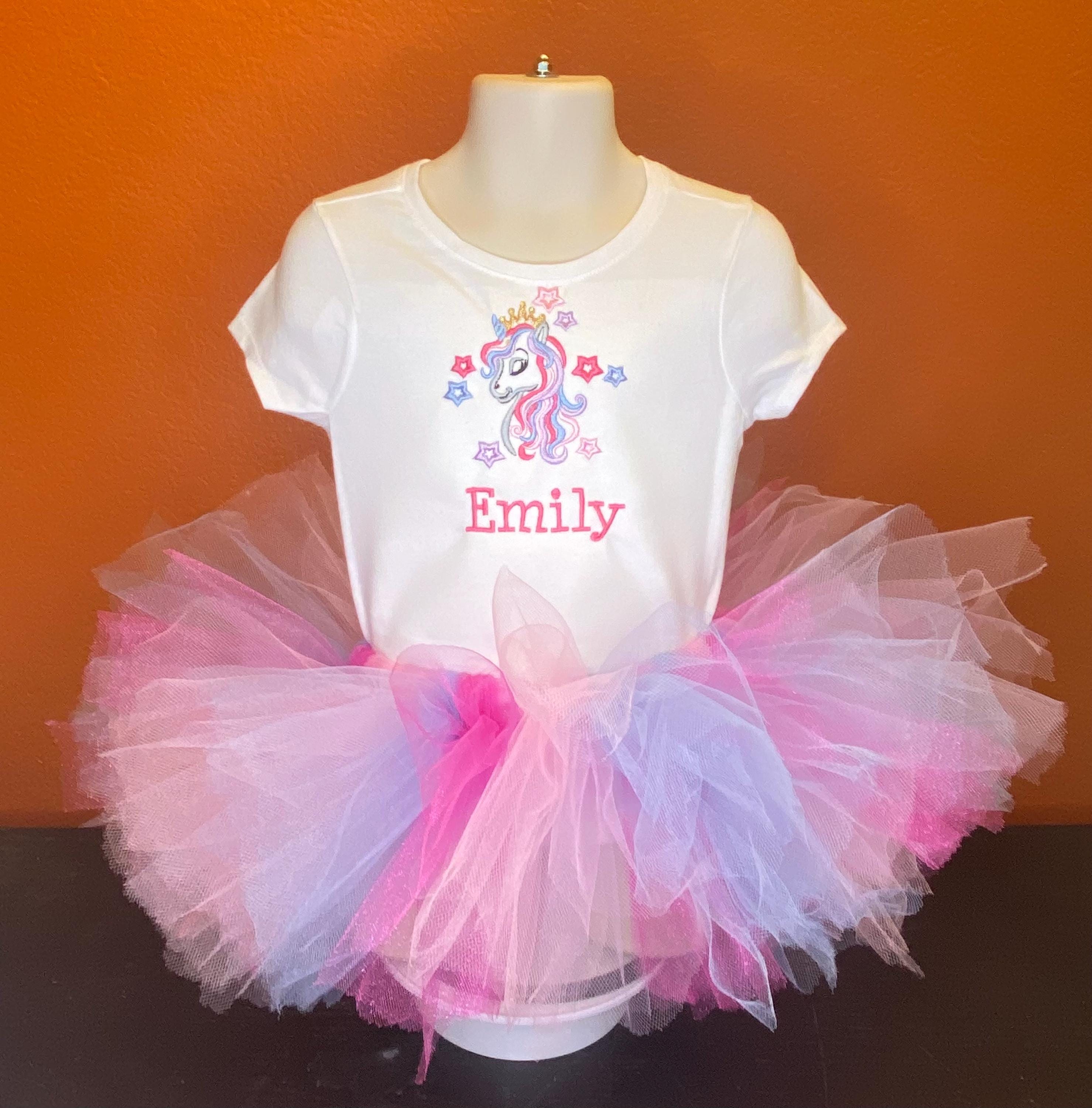 Adorable fluffy Unicorn Tutu and embroidered T-shirt or onesie