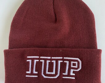 Go Crimson Hawks! Custom embroidered IUP logo with FOOTBALL WORDING
