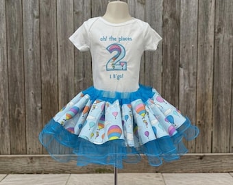 Dr. Seuss: oh! The places you’ll go! Onesie, Tutu skirt, and diaper cover BLUE