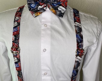 USMC Marine suspenders and bow tie / Infant, Toddler, Child, Teen, Adult, Big & Tall Oorah! Semper Fi