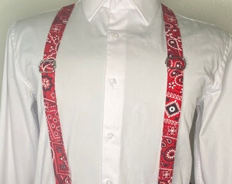 All American handkerchief bandana bowtie and suspenders. Fashionable and fun!