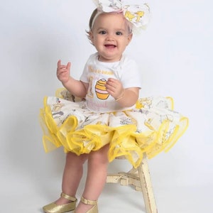 Winnie the Pooh Birthday tutu outfit Dress Personalized gift applique embroidered hand made Piglet Eeyore Tigger t-shirt onesie bodysuit