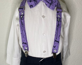 Nightmare before Christmas /Purple Jack Skellington suspenders and bow tie / Infant, Toddler, Child, Teen, Adult, Big & Tall