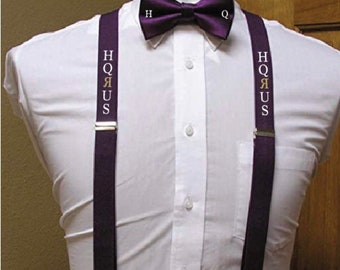 Special occasion personalized bow tie and suspenders custom adjustable Velcro birthday outfit bowtie Wedding ring bearer groomsmen groom gif