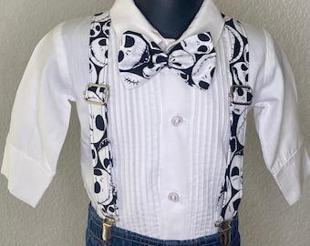 Nightmare Before Christmas Jack Skellington Suspenders and Bow Tie