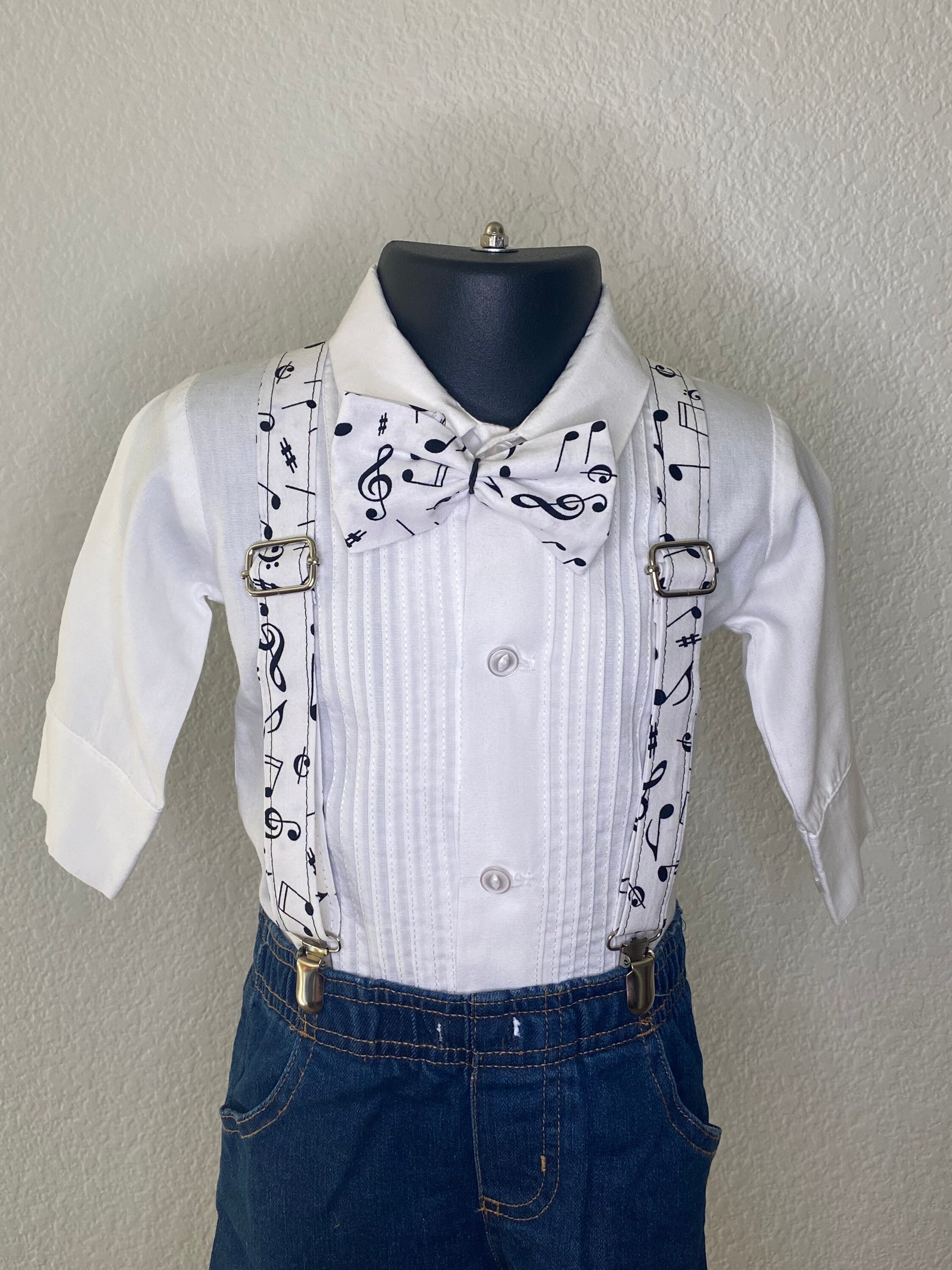 Black Bow Tie & Suspenders For Toddler Wedding Outfit Wild
