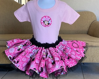 Minnie Mouse Tutu Outfit: Custom Embroidered Birthday Party Dress
