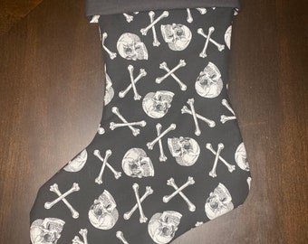 Personalized Skull Christmas Stocking: Monogram Holiday Decor