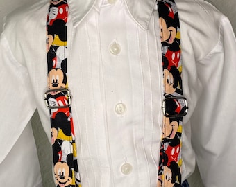 Mickey Mouse suspenders and bow tie / Infant, Toddler, Child, Teen, Adult, Big & Tall