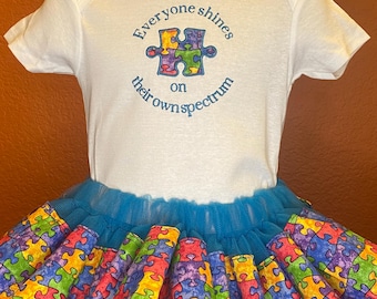 Autism Awareness tutu and shirt “Everyone shines on their own spectrum”