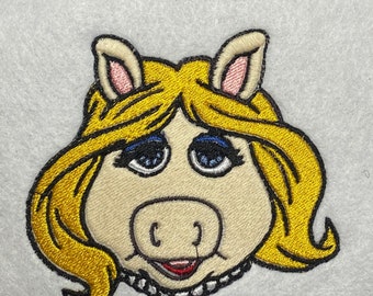 Embroidered Miss Piggy T-shirt: Custom Muppets Gift, Hand-Made