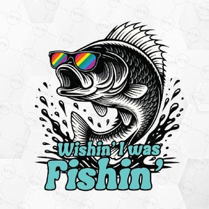 Vorrei pescare PNG, divertente pesca al black bass in formato SVG, clipart di pesce retrò per uomo, design per maglietta da pesca LGBTQ Pride, download digitale Cricut