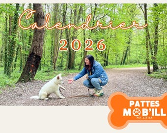 Calendrier/Planificateur Mural Mensuel - à imprimer - Pattes Mob'ILL 2026