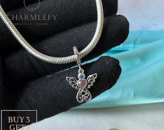 Lotus Butterfly & Heart Bracelet Charm | Compatible Charms | Sterling Silver 925 Charms | Gift Charms |