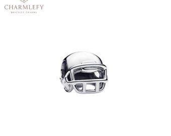 Silver American Football Helmet Charm | Compatible Charms | Sterling Silver 925 Charms | Gift For Him Her Birthday Christmas