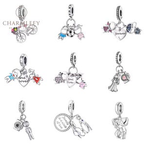 Boy & Girl Figure Silver 925 Bracelet Charms | Colorful Boy Girl Love Wedding Family Charms | Fits Pandora | Buy 3 Charms Get 60% OFF