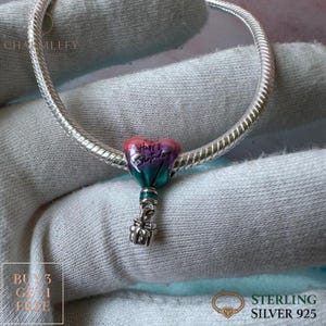 Alles Gute zum Geburtstag Herz Ballon Armband Charm | Passend für Pandora Armbänder | Sterling Silber 925 Anhänger | Geschenkanhänger für Geburtstag Weihnachten