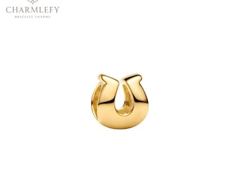 Gold Plated Mini Horseshoe Piece | Compatible Charms | Sterling Silver 925 Charms | Gift For Him Her Birthday Christmas