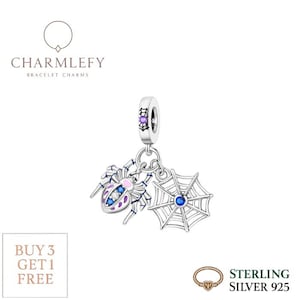Spinne & Spinnennetz Armband Charm | Silber 925 Armband Charms | Passend für Pandora Armbänder | Kaufe 3 Charms und erhalte 60% RABATT