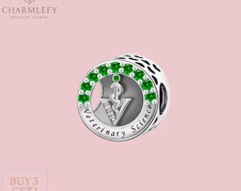 Veterinary Science Bracelet Charm | Genuine Sterling Silver 925 Charm |  | Gift DIY Charm | Veterinary Science Charm