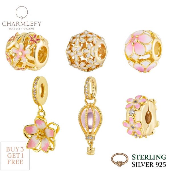 18K Vergoldetes Armband Charms | Kompatible Anhänger | Zirkonia-Kristalle | DIY Armband Charms |