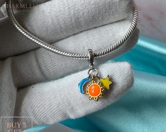 Mini Sun Star Moon Bracelet Charm | Compatible Charms | Sterling Silver 925 Charms | Gift Charms |
