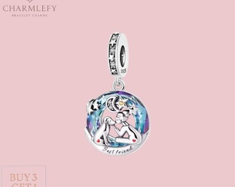 Sterling Silver 925 Bracelet Charm | Best Friend Dog & Lady Dangle Charm | Pet Lover Bracelet Charm |  Bracelet | Gift Charms