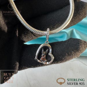 Dobermann Bracelet Charms | Fits Pandora Bracelets | Sterling Silver 925 Charms | Gift Charms For Dog Lovers | Buy 3 Charms Get 60% OFF