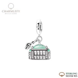 Silverhängande berlock med Wieneroperan | Kompatibla berlocker | Berlocker i sterlingsilver 925 | Present till honom, hennes födelsedag, jul