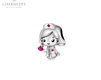 Silver Nurse Bead Charm | Compatible Charms | Sterling Silver 925 Charms | Gift For Him Her Birthday Christmas