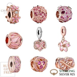 Rose Gold Plated Bracelet Charms | Fits Pandora Bracelets | Cubic Zirconia Crystals | DIY Bracelet Charms | Buy 3 Charms Get 60% OFF