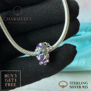 Ciondoli per bracciale laurea gufo viola / compatibili con braccialetti Pandora / Ciondoli in argento Sterling 925 / Ciondoli regalo / acquista 3 ciondoli e ottieni il 60% di sconto
