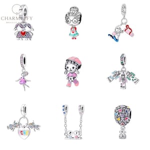 Sister Girl Grandma Figure Silver 925 Bracelet Charms | Colorful Girl Grandma Charms | Fits Pandora | Buy 3 Charms Get 60% OFF