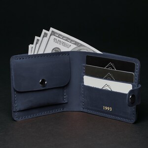 Herren Slim Leder Brieftasche Personalisierte, Minimalistische Bifold Brieftasche für Ihn, faltbare Brieftasche, Geld- und Kreditkartenhalter, Geschenk für Papa Ehemann