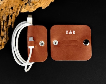Organizador de cables de cuero, soporte para cables de viaje, bridas para cables, sujetacables, organizador de cables, soporte para auriculares, envoltorio para auriculares, accesorios para rellenar calcetines navideños