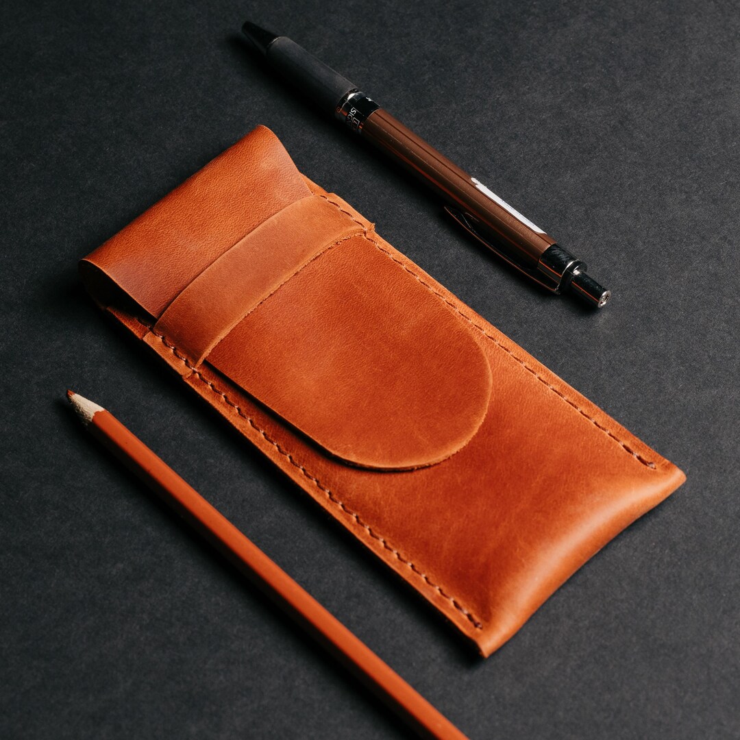 Leather Pencil Holder Fountain Pen Case Custom Pencil Organizer Slim Leather Pencil Holder Fountain Pen Case Custom Pencil Organizer Slim