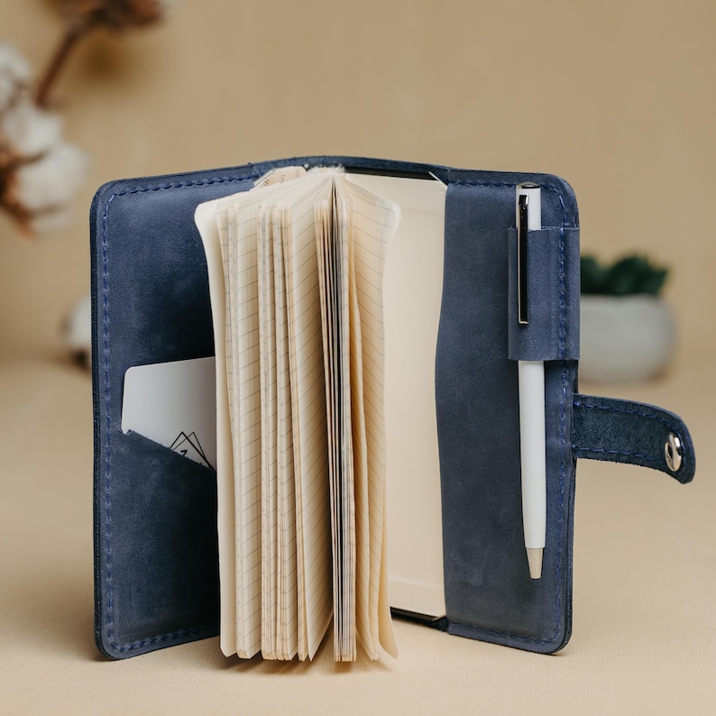 Pocket Notebook Cover, Planner Cover, Small Refillable Notebook Wallet, Leather Field Notes Cover, Custom Journal Cover with Pen Loop
