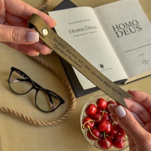 Personalized Bookmark for Her, Book Accessories, Leather Book Mark for Him, Leather Anniversary Gift Idea, Book Lover Gift, 3rd Anniversary