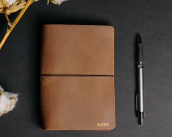 Leather Notebook Cover, Refillable Journal Cover, Teacher Appreciation Gift, Travelers Notebook Cover, Custom Planner Holder