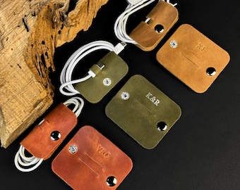 Brida de cuero para cables, organizador de cables minimalista, clips para sujetar cables, soporte para cables de viaje