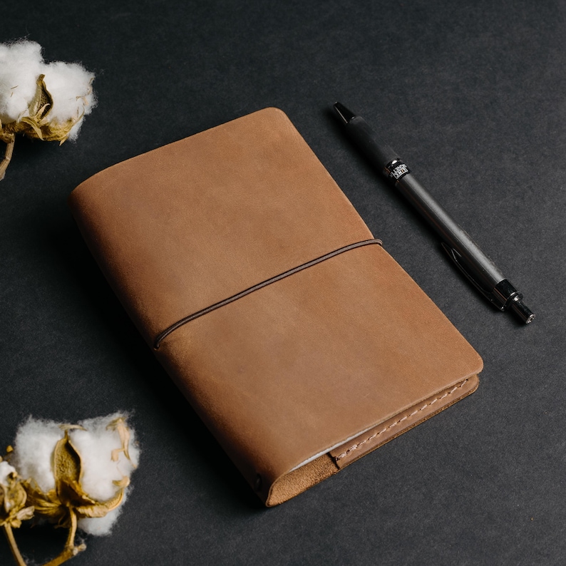 Real Leather Notebook Cover, Custom Refillable Planner Cover A6 A5 A4 B6 B5, Personalized Employee | Coworker Gift, Writing Journal Cover immagine 9