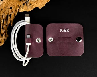 Organizador de cables personalizado, gestión de cables para viajes, organizador de cables de cuero para teléfono, accesorios tecnológicos