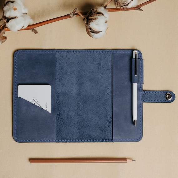 Pocket Notebook Cover, Leather Field Notes Cover, Custom Journal Cover with Pen Loop, Planner Cover, Small Refillable Notebook Wallet