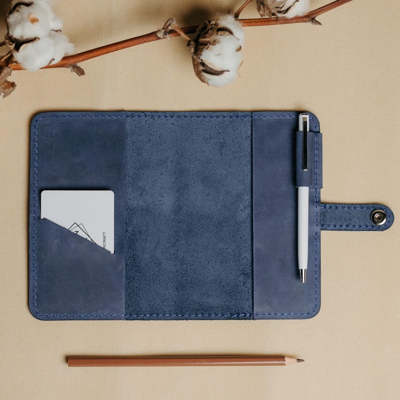 Pocket Notebook Cover, Leather Field Notes Cover, Custom Journal Cover with Pen Loop, Planner Cover, Small Refillable Notebook Wallet
