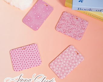 Pink Flower Bows ID Badge Holder for Nurse/Teacher/Doctor,Teacher ID Holder,Hard Horizontal/Vertical Card Protector,Personalized Nurse Gifts