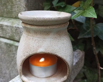 Handcrafted Beige Stoneware Essential Oil Burner