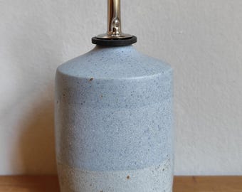 Ceramic olive oil bottle 450 ml - 15 oz | Pottery pourer for vinegar | Blue dispenser for soy sauce | Unique table cruet